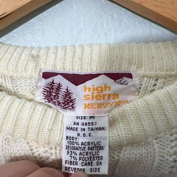 Cream fair isle crewneck knit ski sweater - Picture 3 of 3